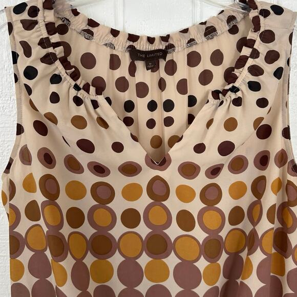 The Limited Sleeveless Polka Dot Peplum Top Brown Peppy Retro Office Size Medium - Picture 3 of 7